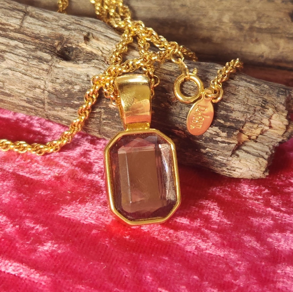 Joan Rivers Vintage Estate Gold Pated Faux Smoky Topaz 30" ope Necklace